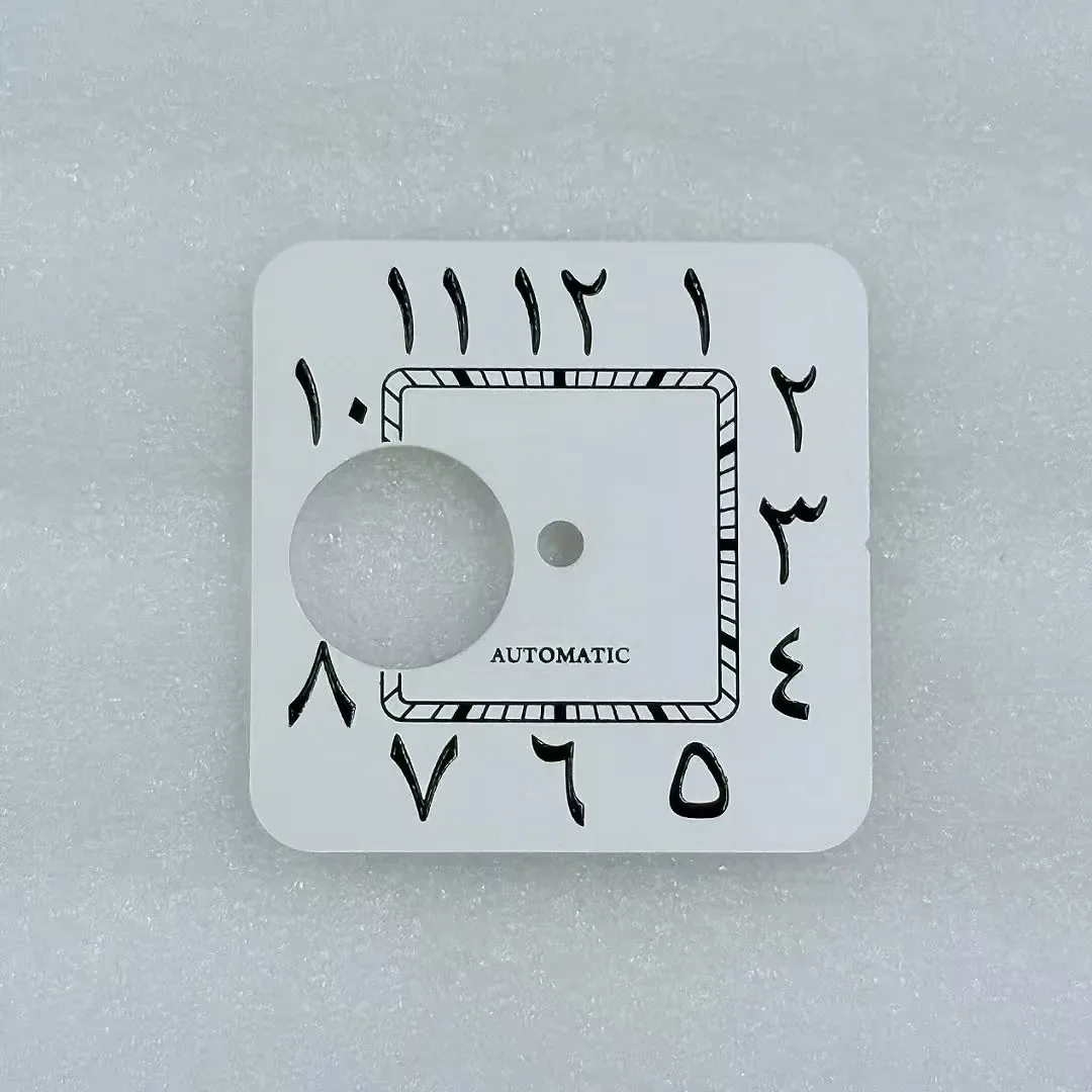 27mm Sunburst Hollow Arabic Green Lume Square Dial for NH70/NH38 Movement Case Mod Parts