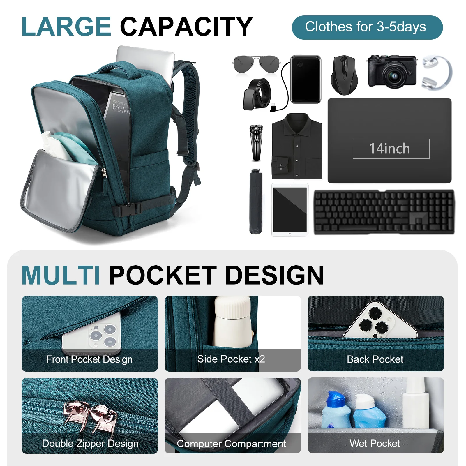 Backpack Travel Cabin Aircraft 40x20x25, Travel Backpack for Women, Men\'s Backpack Business Laptop Bag Durable Casual Backpack