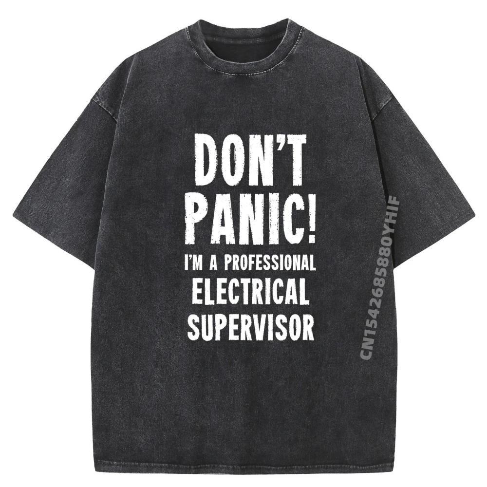 

Electrical Supervisor Oversized T Shirt Cotton Comfortable Washed Camisetas Trendy Summer Streetwear Clothing