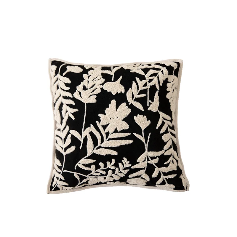 

Light Luxury 3D Floral Embroidery Suede Backing Throw Cushion Cover Home Decor Square 45x45 Nordic Style For Couch Sofa