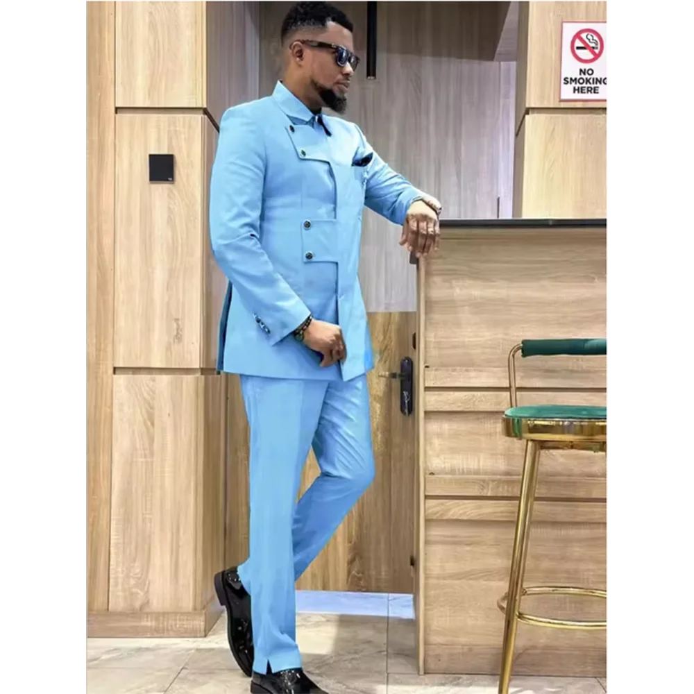 New Arrival Mens 2 Piecs Suits Jacket Pants Italian Style Solid Man Groom Design Notched Lapel Casual