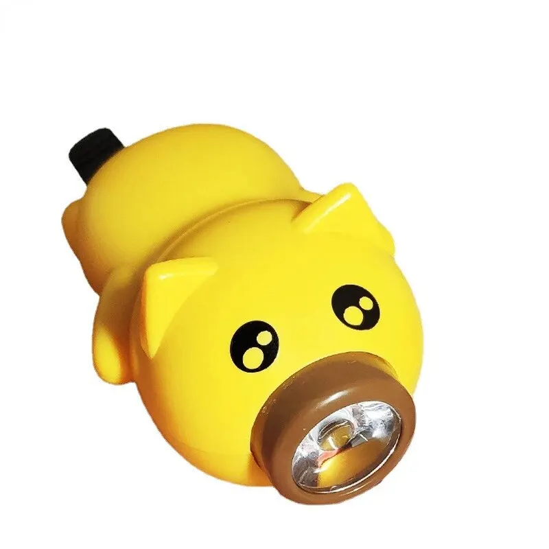 Children Bicycle Handlebar Light Cartoon Pig USB Rechargeable Waterproof Cute Cartoon Flying Pig Horn Light Cycling Accessories