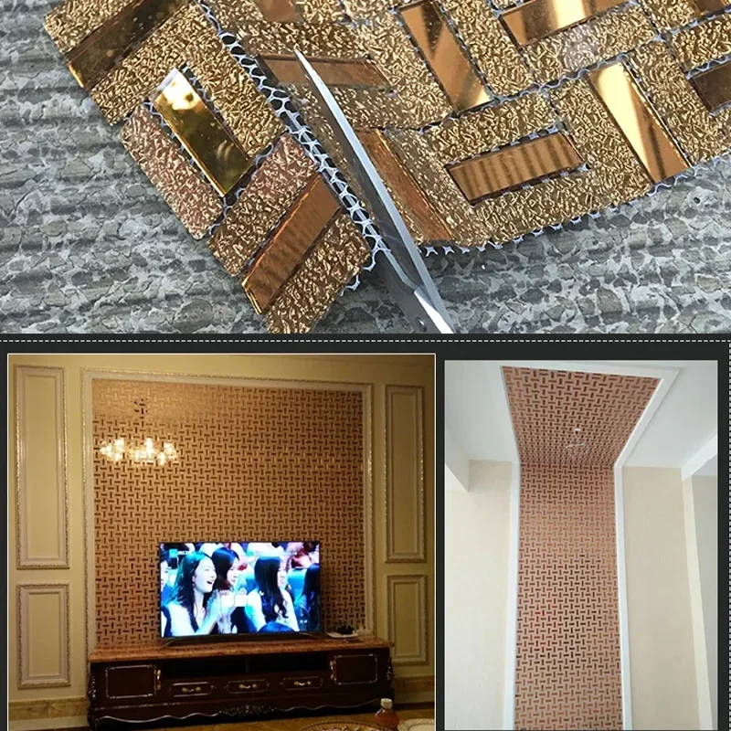 3PCS Crystal Glass Mosaic Tiles Backsplash Kitchen Wall Tile Sticker Showroom Cabinet Door Frame Decorate Wall Sticker Wallpaper