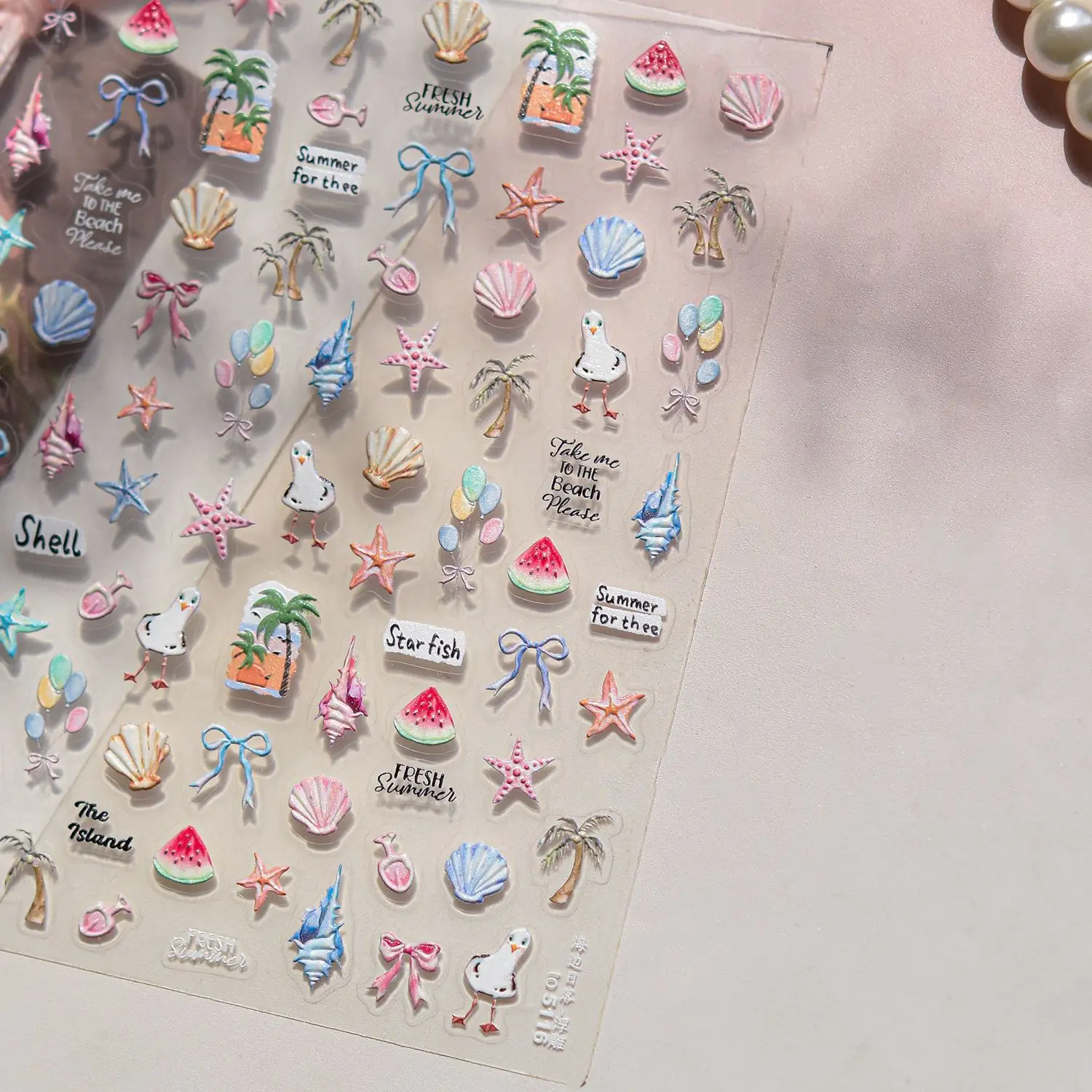 Conchiglia dell'oceano Stella marina Conchiglia Conchiglia Balena Delfino Cavalluccio marino Albero di cocco Bolle d'acqua Adesivo autoadesivo per nail art Decalcomania per manicure