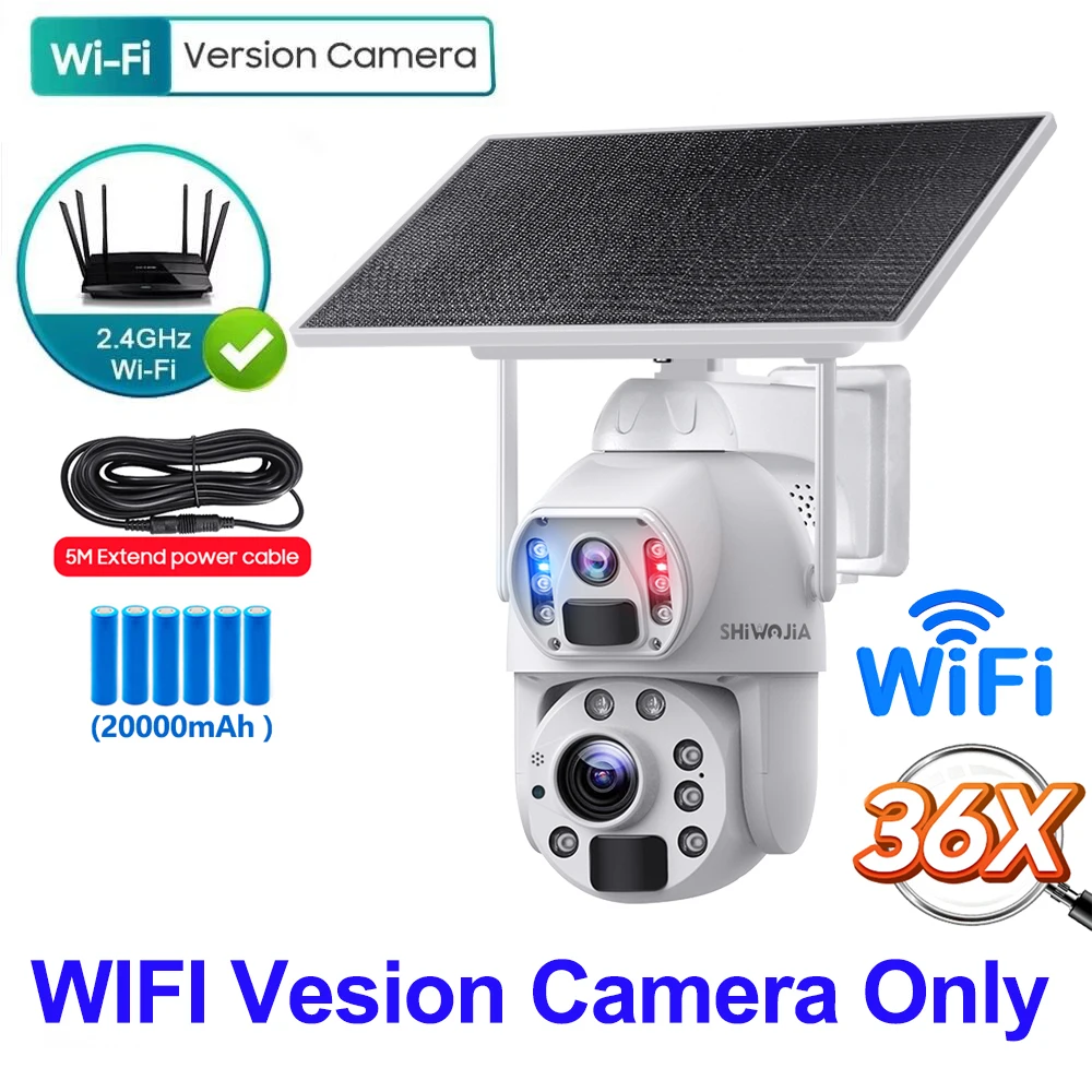 SHIWOJIA 36X ZOOM 12MP 4G SIM Solar Camera Outdoor 360° Wireless