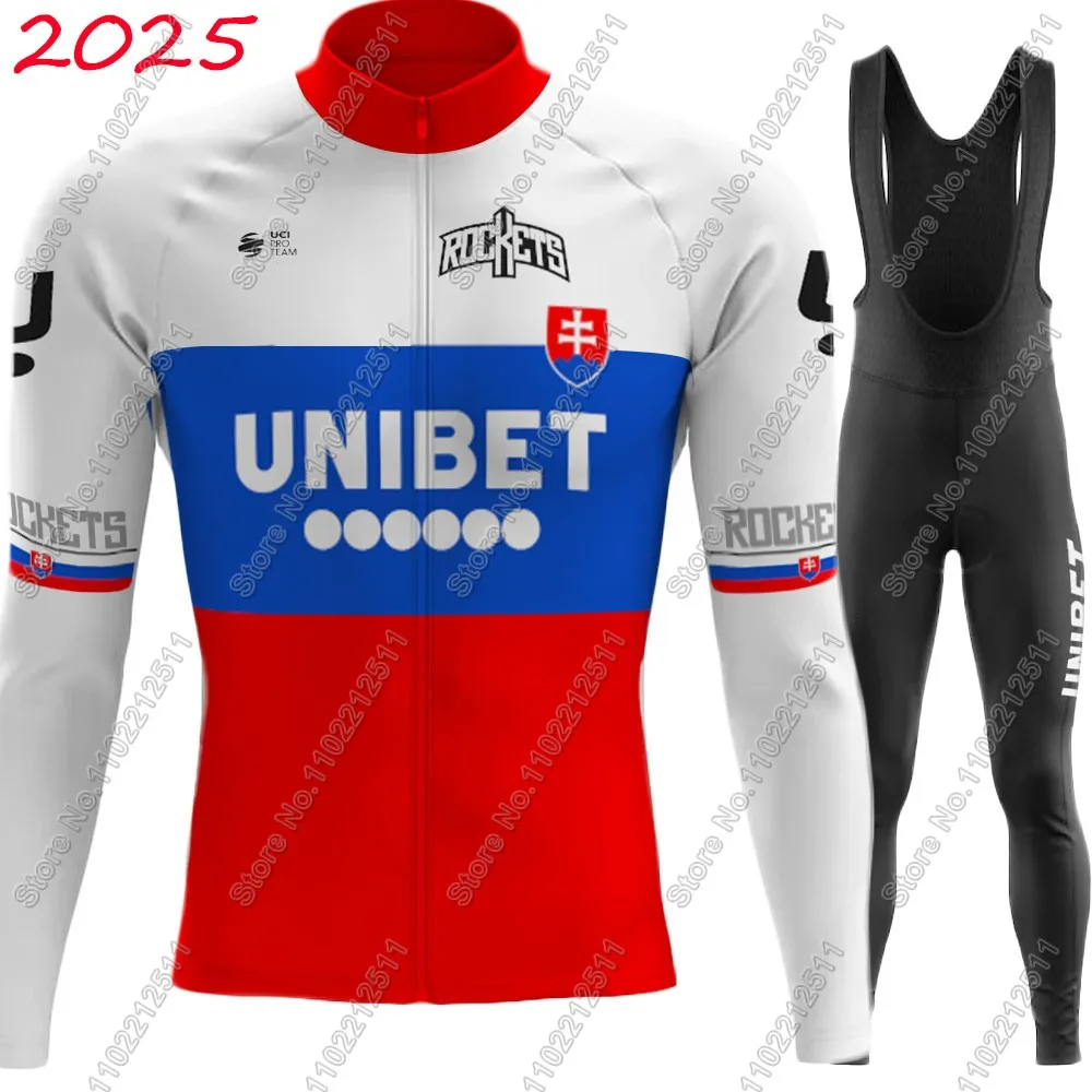 Slovakia Unibet 2025 Team Tietema Rockets Cycling Jersey Set Clothing Suit Mens Long Sleeve Road Bike MTB Pants Bib Maillot