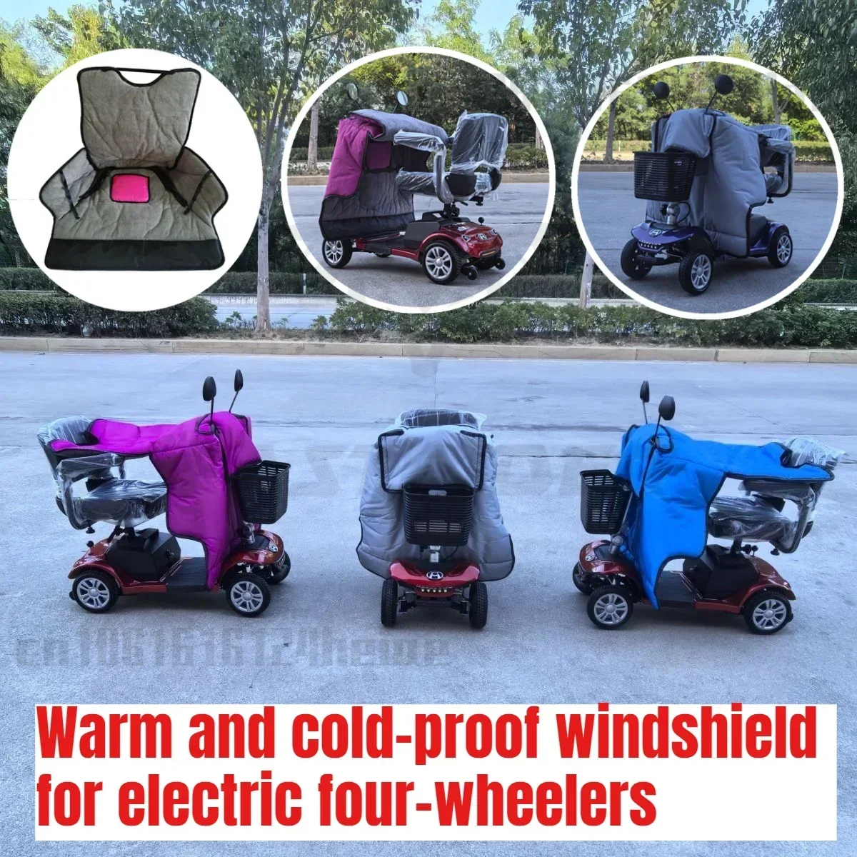 Electric Four-wheeler/tricycle Winter Warm and Cold-proof Windshield Quilt Thickened Lining and Plush Tricycle Windshield Quilt