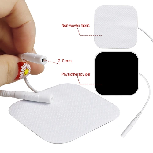Imagen 2 del producto Almohadillas de electrodos para Estimulador muscular nervioso TENS EMS, parche masajeador de Gel para electrodos, máquina de fisioterapia, enchufe de 2mm, 20/100p, 5x5cm