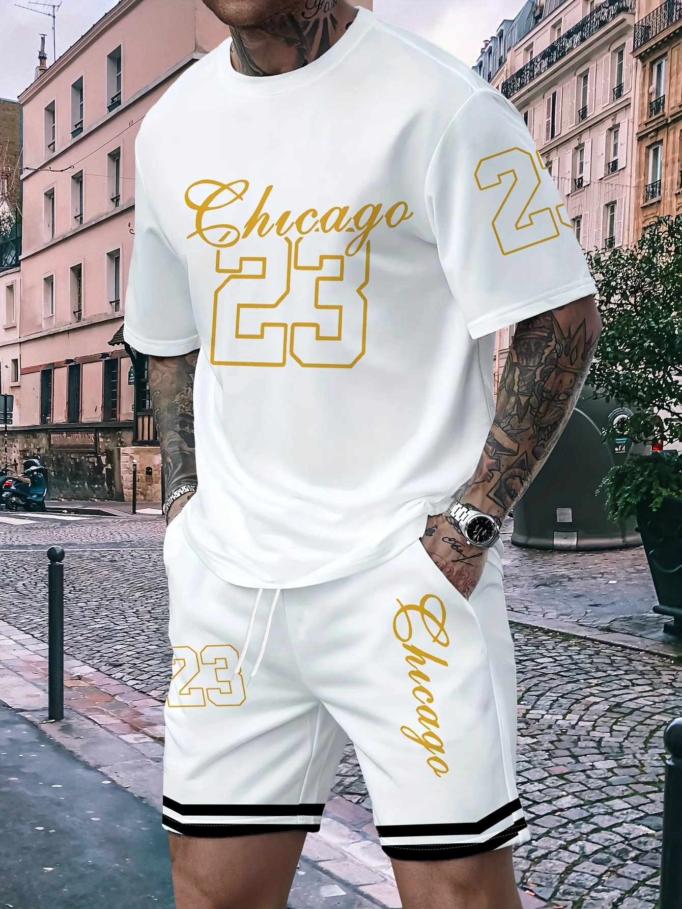 

Summer Men's Sports T-Shirt Shorts Suit 2025 New Breathable Sweat Fast Drying Loose Round Neck Running Workout Clothes