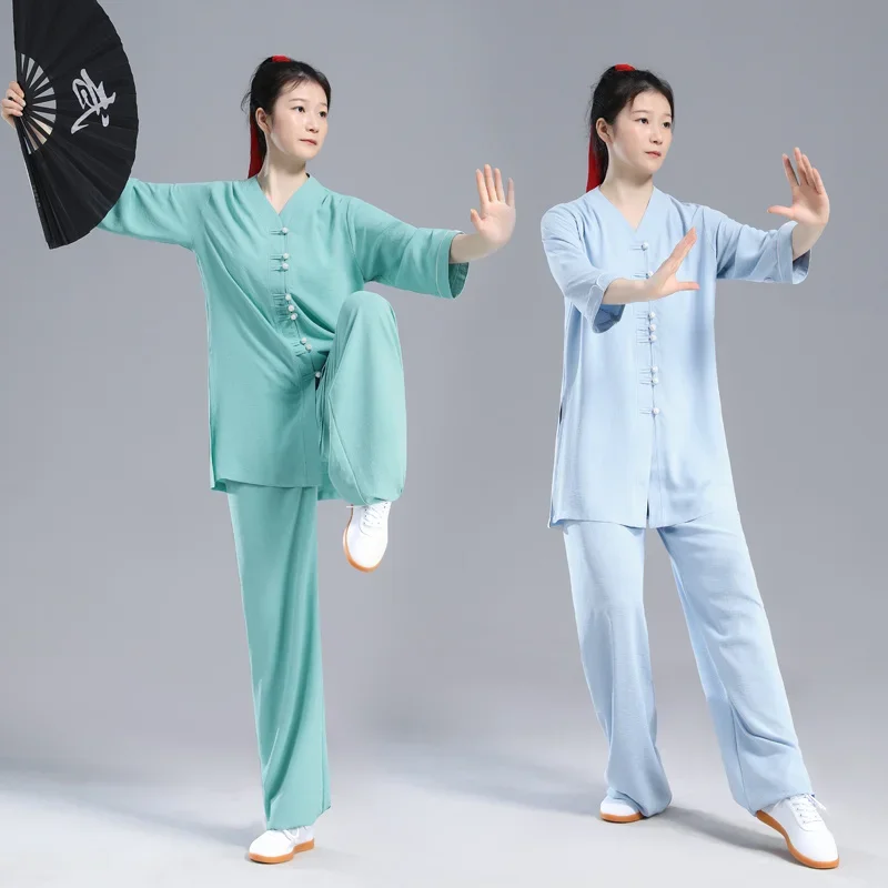 Tai Chi Clothes Wushu Clothing Kung Fu Dress Martial Art Uniform Chinese Style Breathable 2022 New Style Seven Quarter Sleeves