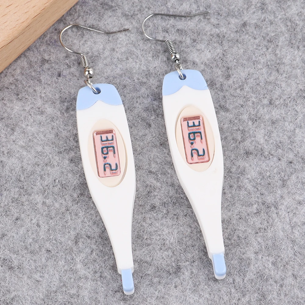 New Cartoon 36.2 Thermometer Acrylic Drop Earrings for Women Funny Cute Long Dangle Earring Creative Party Jewelry Gifts