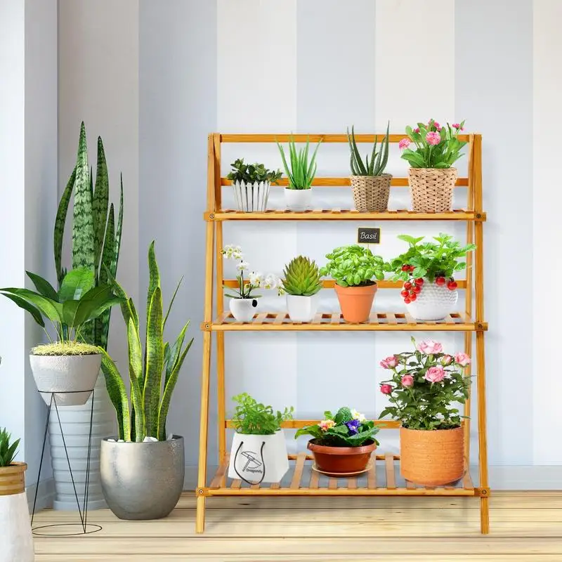 Natural 3 Tier Bamboo Foldable Plant Stand