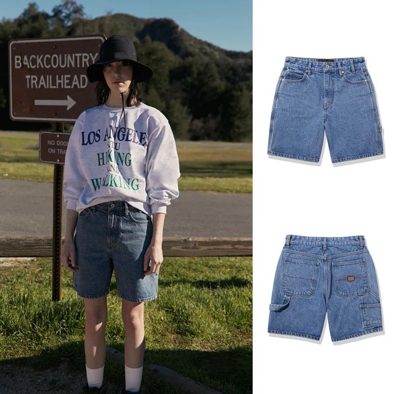

High Waist Loose Fit Denim Shorts Women's Spring New Style Workwear Five-Point Pants Casual Wear Resistant