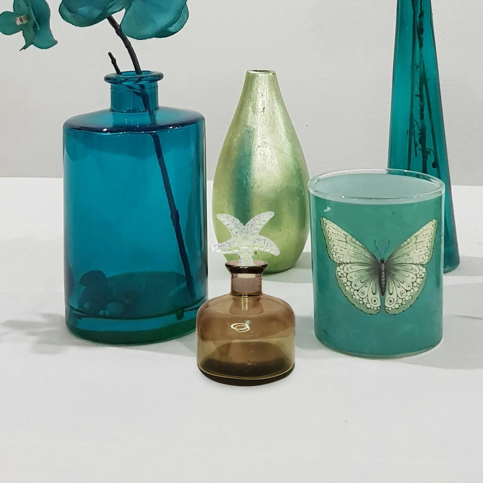 

Набор из 5 прозрачных винтажных пробок для ароматических бутылочек с американским тиснением в виде звезды, декоративные многоразовые пробки для парфюмерных флаконов