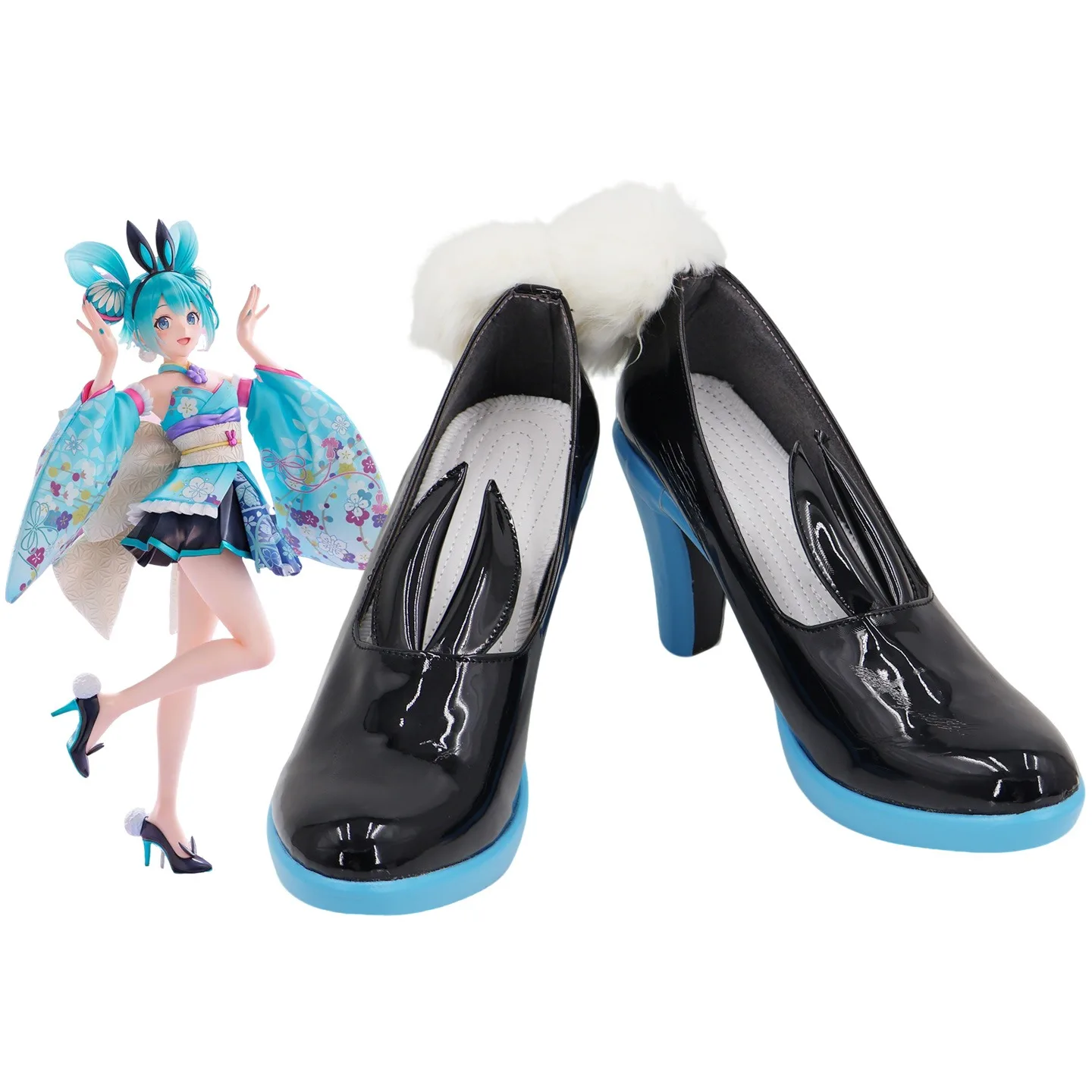 Scarpe cosplay coniglietta Tacchi alti in PU per Mikuu Accessori per oggetti di scena cosplay Stivali da festa di carnevale di Halloween realizzati su misura