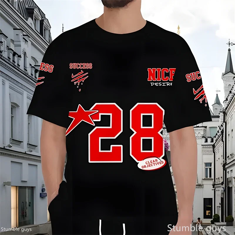 Herren Übergrößen Casual T-Shirt Sommer Anime-Muster Locker Sitzend Kurzarm Atmungsaktiv Leicht Übergroßes Jersey-Oberteil