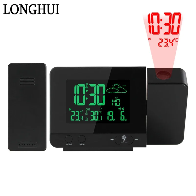 

3531B Weather Station 8 Color Screen Projection Alarm Clock Weather Forecast Snooze Clock Indoor Outdoor Temperature Weather