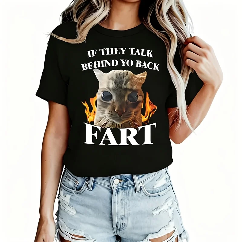 If They Talk Behind Me Women's T-Shirt 100% Cotton Funny Graphic Short Sleeve Tee Novelty Shirt Casual Crew Neck Top S-5Xl