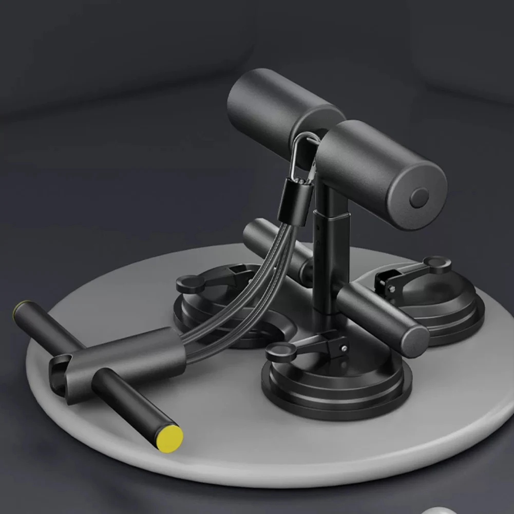 حامل أرضي للجلوس مع جهاز مساعدة 3 أكواب شفط مع حبل سحب معدات تمارين الجلوس للمنزل والمكتب وصالة الألعاب الرياضية