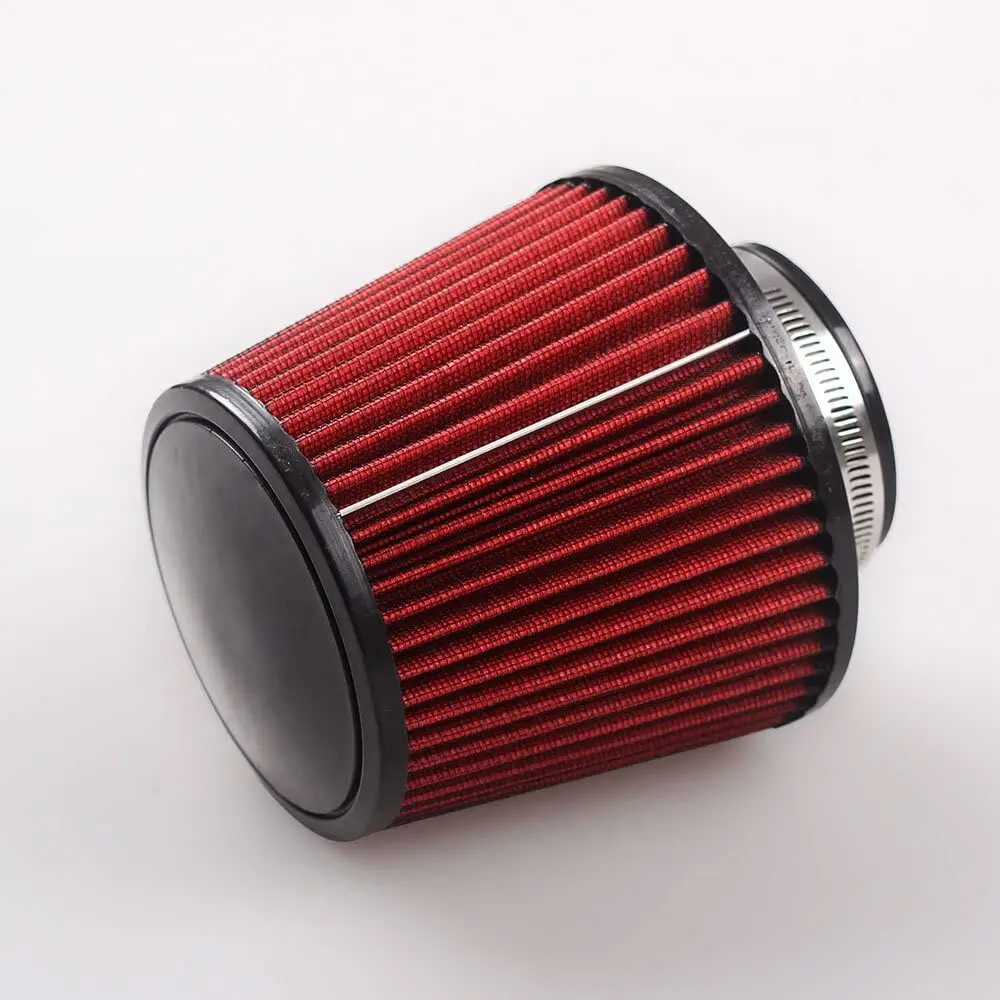 3" 76mm High Flow Inlet Cleaner Dry Filter Cold Air Intake Cone Replacement Red Universal Fit