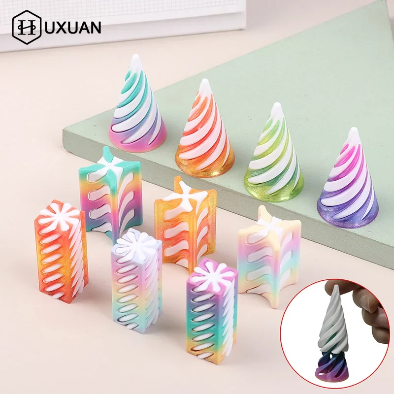 3D Printed Impossible Pass-through Pyramid Sculpture Square Pillar Helix Screw Fidget Toy Spiral Cone Decompression Ornament