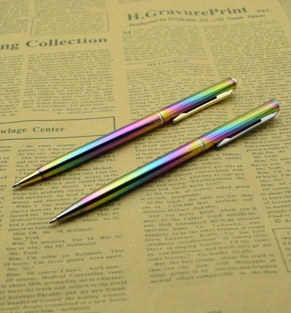 2 teile/satz Bunte Metall Kugelschreiber 0,7mm Schwarz Tinte Refill Twist zu Einziehen Spitze Kugelschreiber Schreiben Materialien Schreibwaren – Detail 1