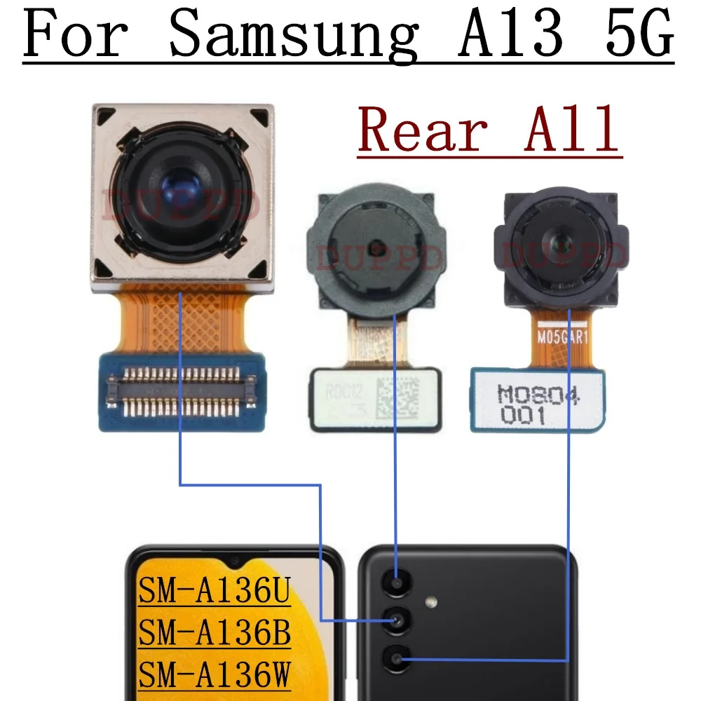 Front Rear Camera For Samsung Galaxy A13 5G SM-A136B A136U A136W Back Wide Macro Depth Main Camera Module Flex Cable