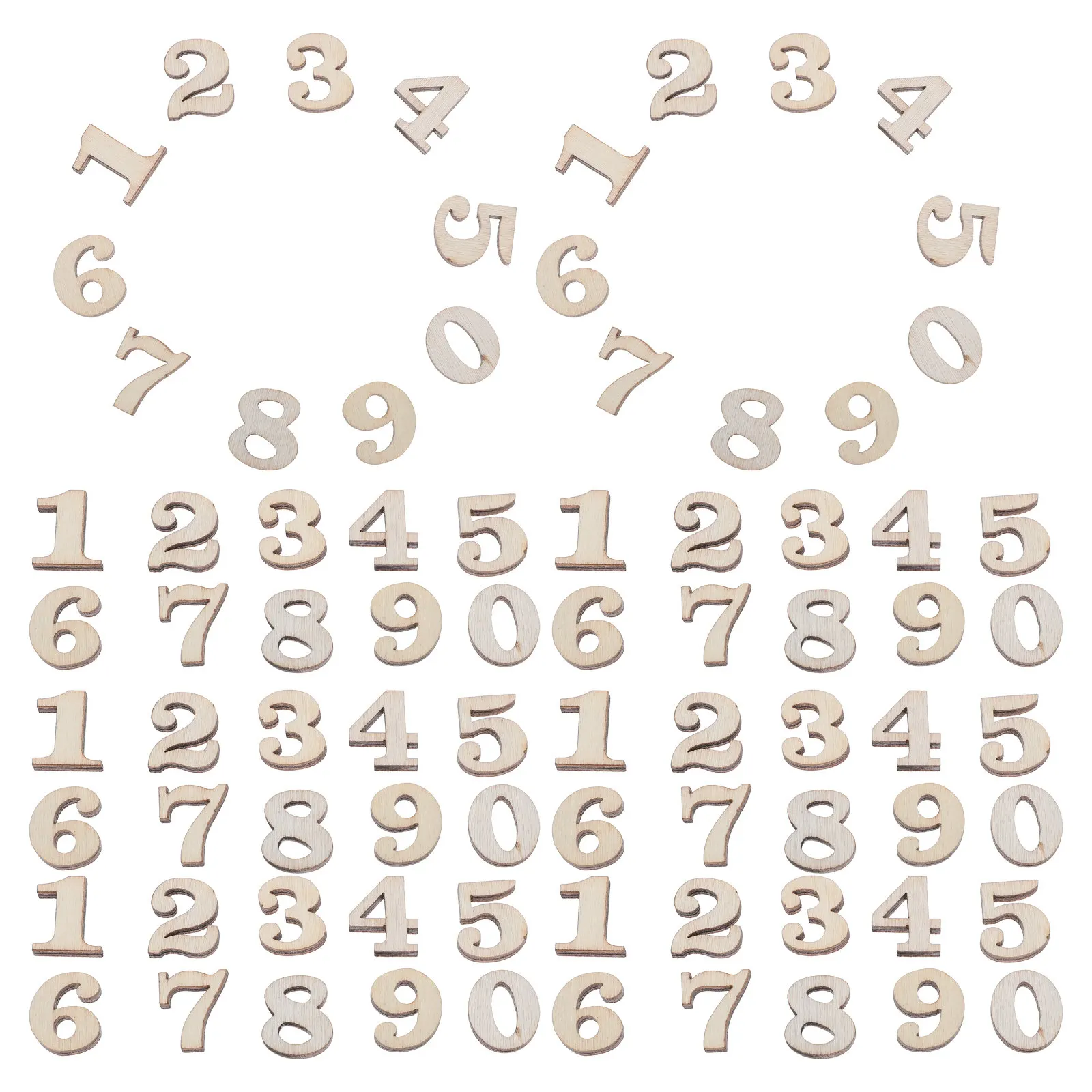 

400Pcs Educational Wooden Numbers 0-9 Natural Unfinished Mini Wood Chips for DIY Crafts Scrapbooking Decoration