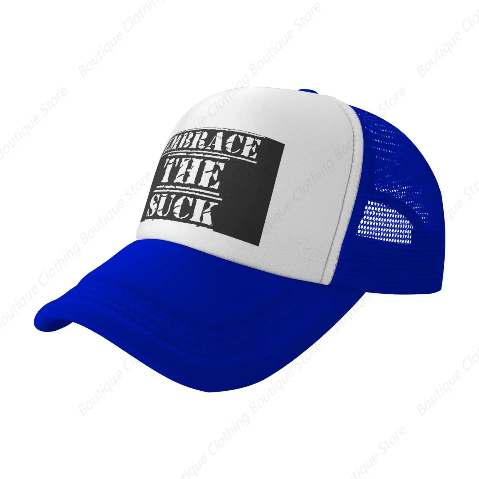 

Embrace The Suck Outdoor Baseball Hat Adjustable Mesh Hat Truck Driver Hat Blue