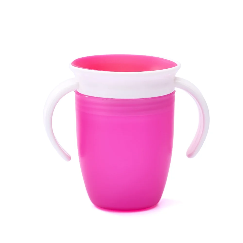 360 Degrees Can Be Rotated Baby Learning Drinking Cup with Double Handle Flip Lid Leakproof Silicone Infants Water Cups Bottle