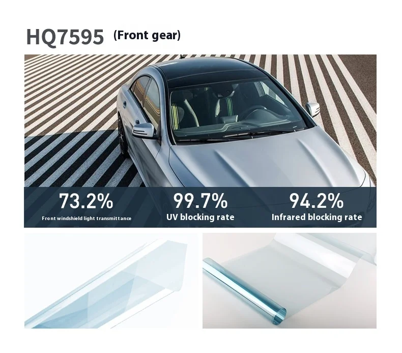 2025 HQ7595 عالية العزل نانو السيراميك الزجاج الأمامي فيلم 98% IR رفض 99% الأشعة فوق البنفسجية كتلة واضح السلامة السيارات نافذة تينت فيلم