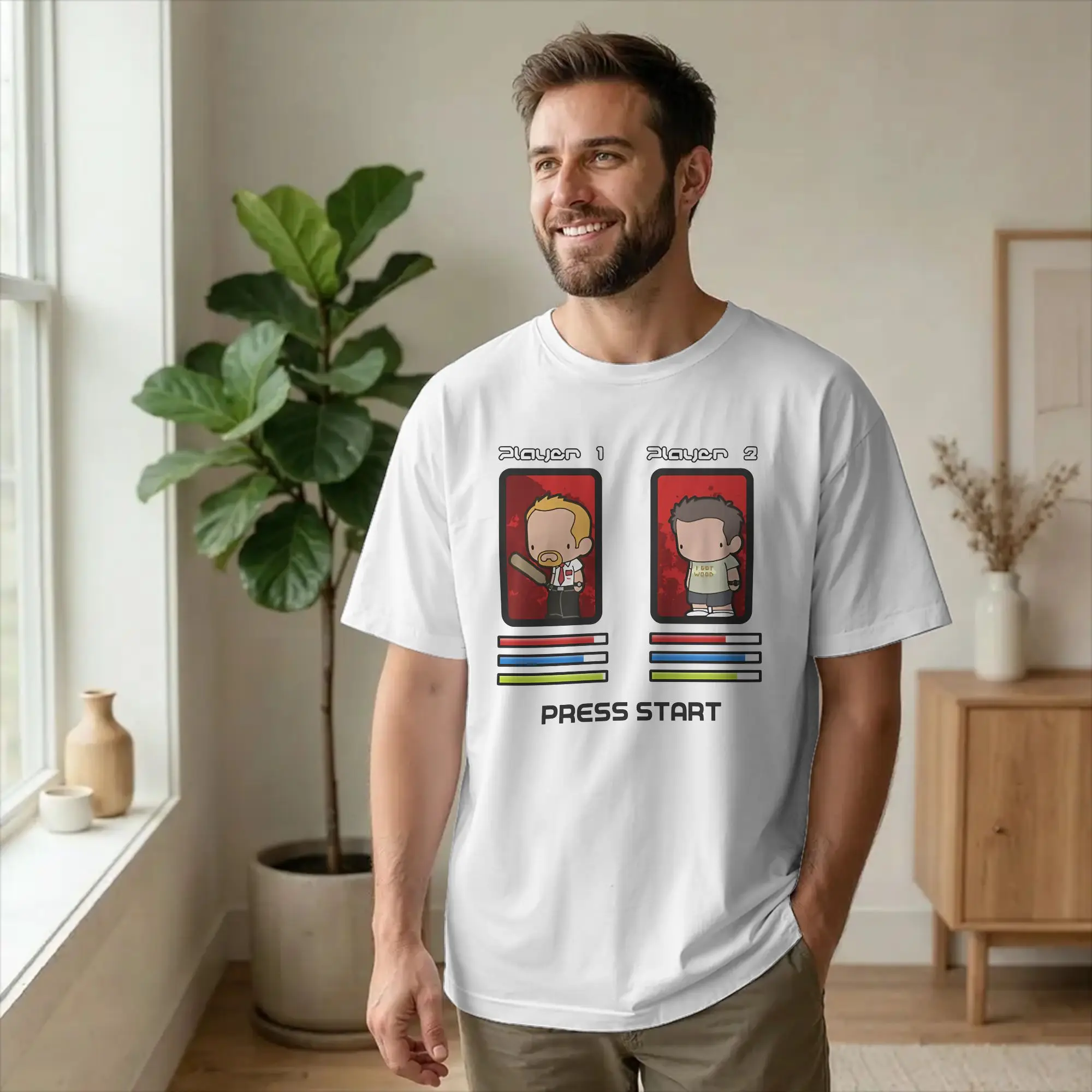 Men's Shauns Zombie Dead Game Version T Shirt Funny Pure Cotton Clothes Funny Short Sleeve Crewneck Tees Plus Size T-Shirts