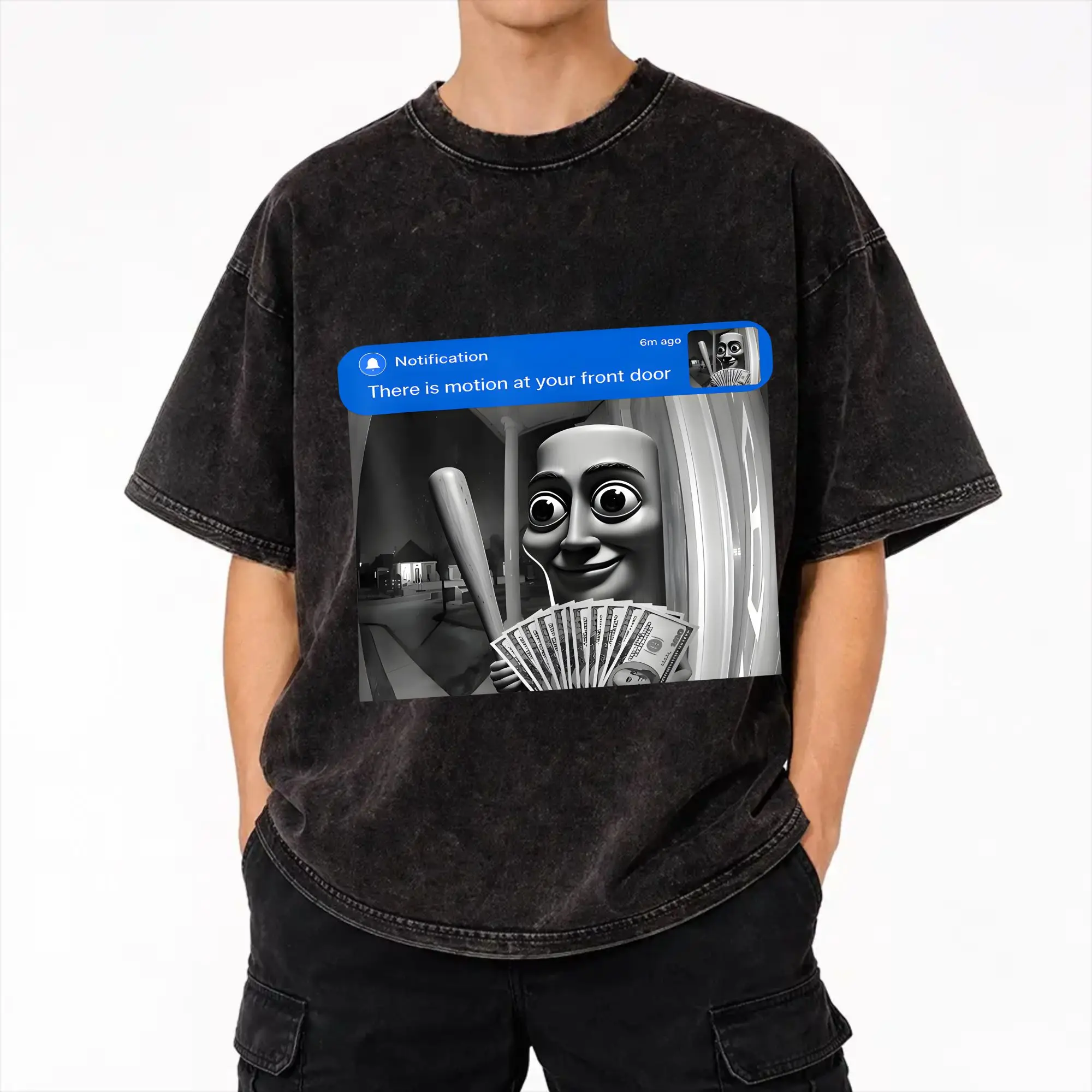There Is Motion At Your Front Door Tung Tung Tung Sahur  T Shirts Hip Hop Washed T-Shirts Men Women Streetwear Summer Tees