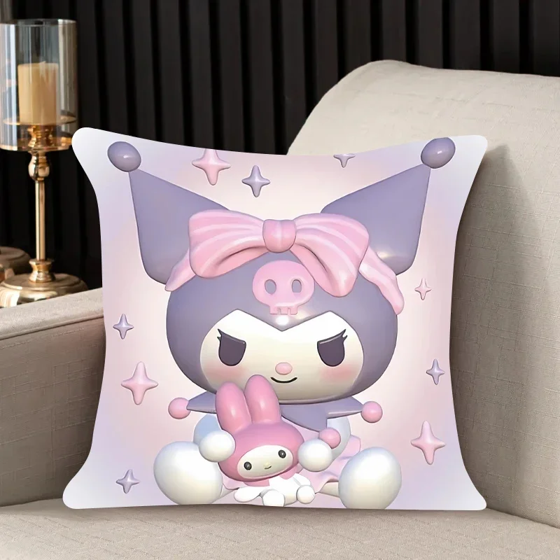 home decor Pillow Cover Kuromi iving room bedroomo office car Dakimakura Throw Square 45X45 Pillowcase For Kawaii Gifts