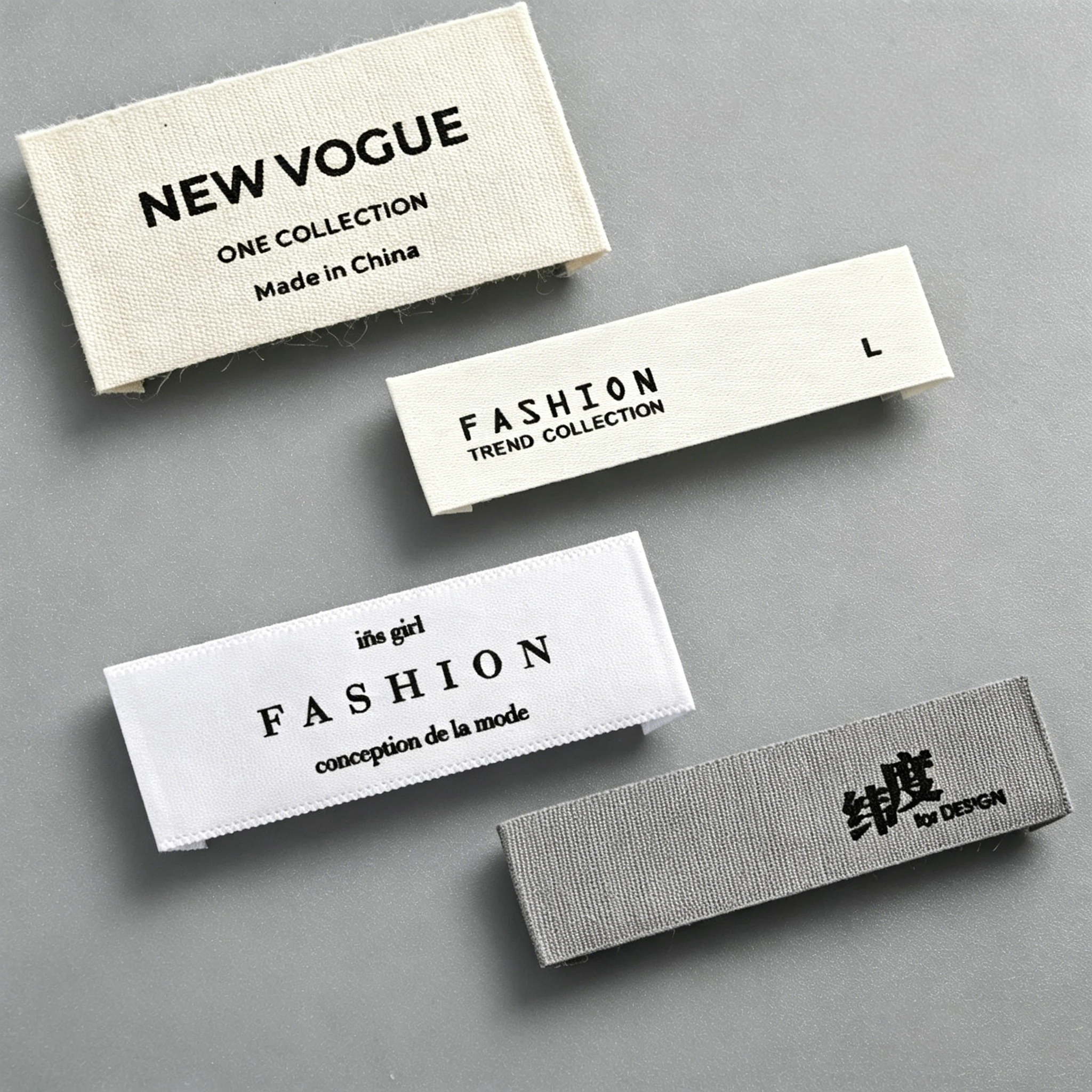 Custom Clothing Neck Labels Cotton Polyester Fabric Screen Printed Folded Sew On for Men Women Kids Apparel Brand Logo