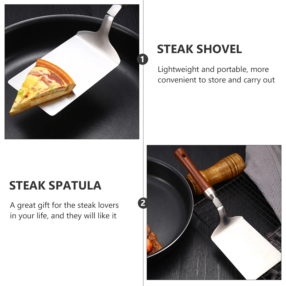 

1pc Stainless Steel Pizza Shovel Ergonomic Non-Slip Handle Lightweight Portable Kitchen Tool Cake Flipper Griddle Scraper Steak