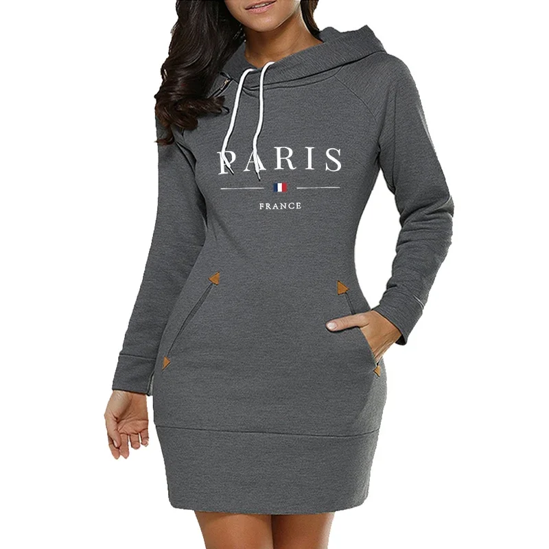 Women’s Midi Dresses Casual Daily Autumn Winter Simplicity Comfort Fashion Slim Fit Pocket Hoodies Collar Zipper Design Quality