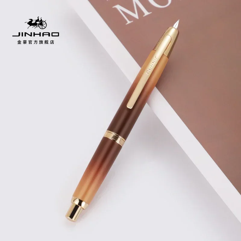 JINHAO 10 معدن اللؤلؤ الأزرق الصحافة ارتفع الذهب قلم حبر نمط تصميم EF F بنك الاستثمار القومي الكتابة أقلام الحبر أقلام المدرسة الهدايا لوازم