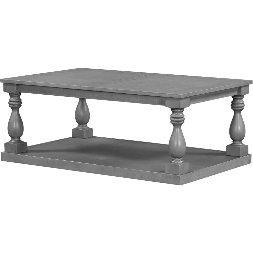Solid Wood Coffee Table,Modern Farmhouse Coffee Table/Center Table with Storage Rectangle for Living Room,Gray