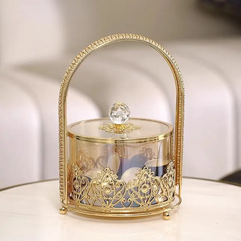 

Portable Glass Storage Boxes Home Living Room Coffee Table Sundries Storage Office Items Storage Box Light Luxury Gold Ornament