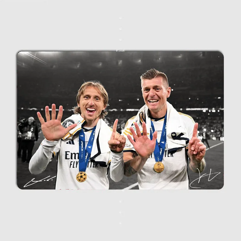 Toni Kroos And Luka Modric Football Player Retro Metal Sign Poster Garage Room Decor Club Bar Custom Tin Home Decor Wall Decor