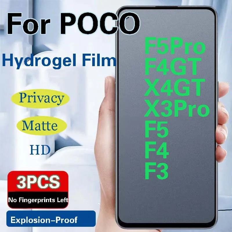 F5Pro X4GT Privacy Screen Protector For POCO F4 GT X3Pro Matte Hydrogel Film POCOF5 F3 Full Coverage HD Soft Anti Peeping