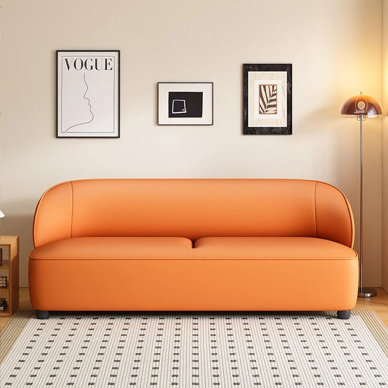 Nordic cat scratch leather sofa modern store simple rest area office sofa double three-person bubble canapé office furniture
