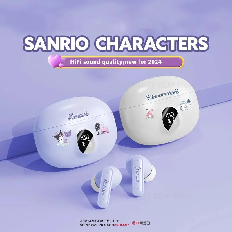 

Оригинальные наушники Sanrio D56 TWS Kawaii Hello Kitty Bluetooth 5,4, милые беспроводные гарнитуры Kuromi, шумоподавление HD вызова