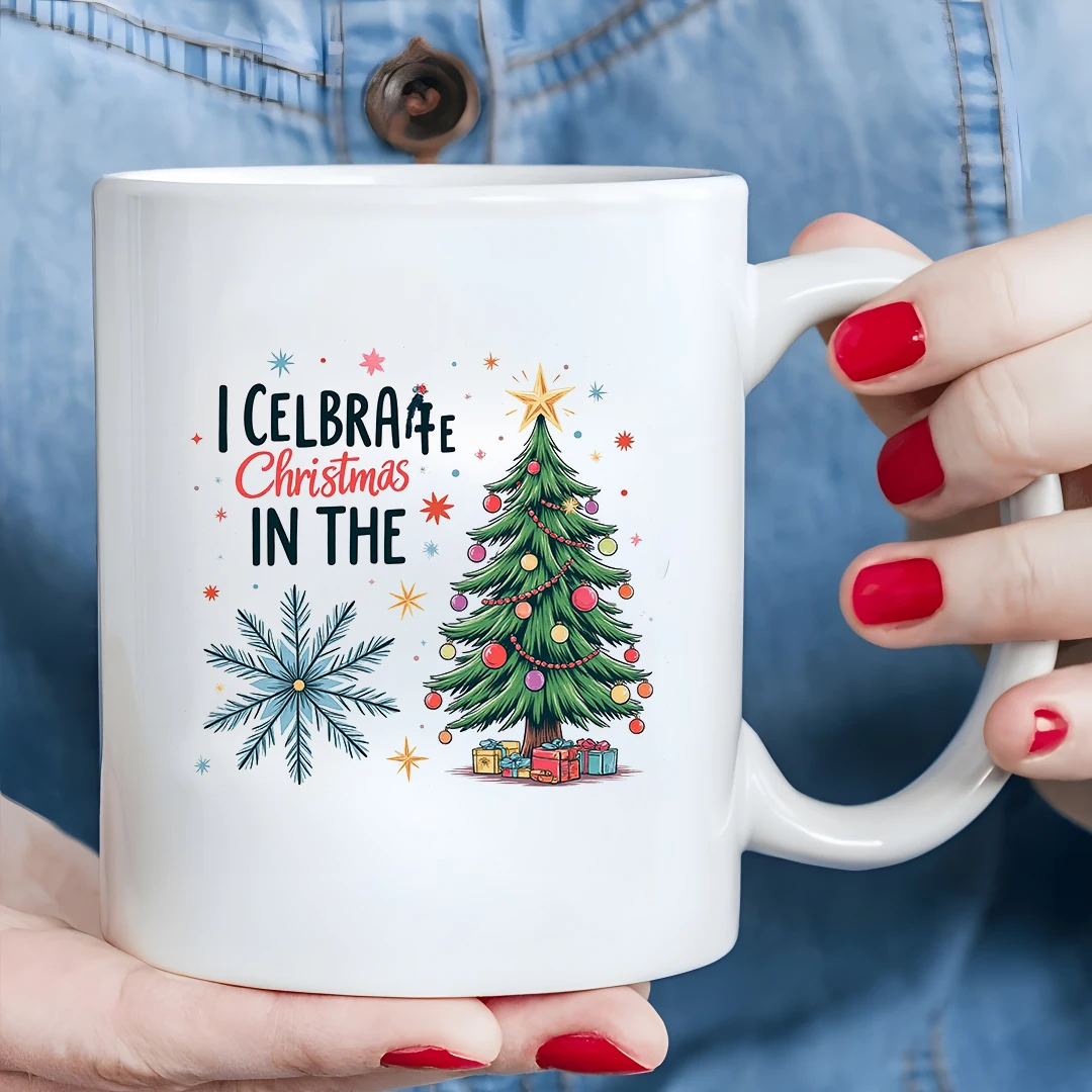 แก้ว 11 ออนซ์ + แก้วลายต้นคริสต์มาส ของขวัญคริสต์มาส แก้วน้ำเด็ก แก้วกาแฟสำหรับครอบครัวและสำนักงาน