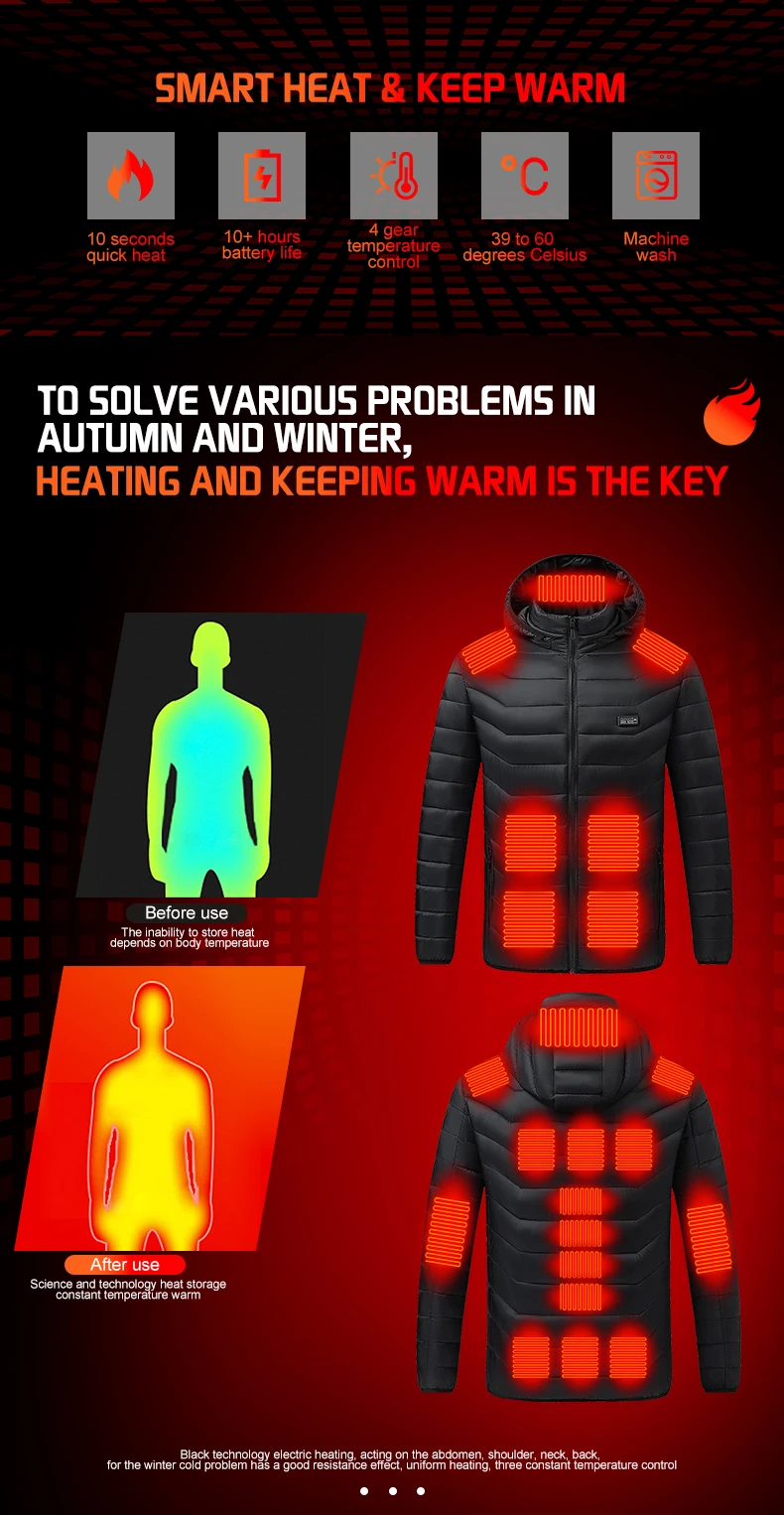 Beheizte Jacke 26 Zonen Winter Herren Damen Motorradjacke USB Elektrische Heizjacke Beheizte Weste Moto Thermotuch – Detail 3