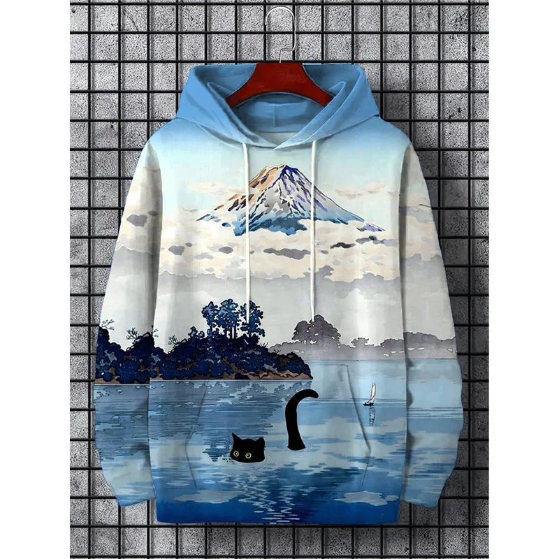 Fashion 3D Printed Harajuku men's Hooded Sweatshirt Street Print Animal Sportswear Casual Loose Hooded Long Sleeve Pullover