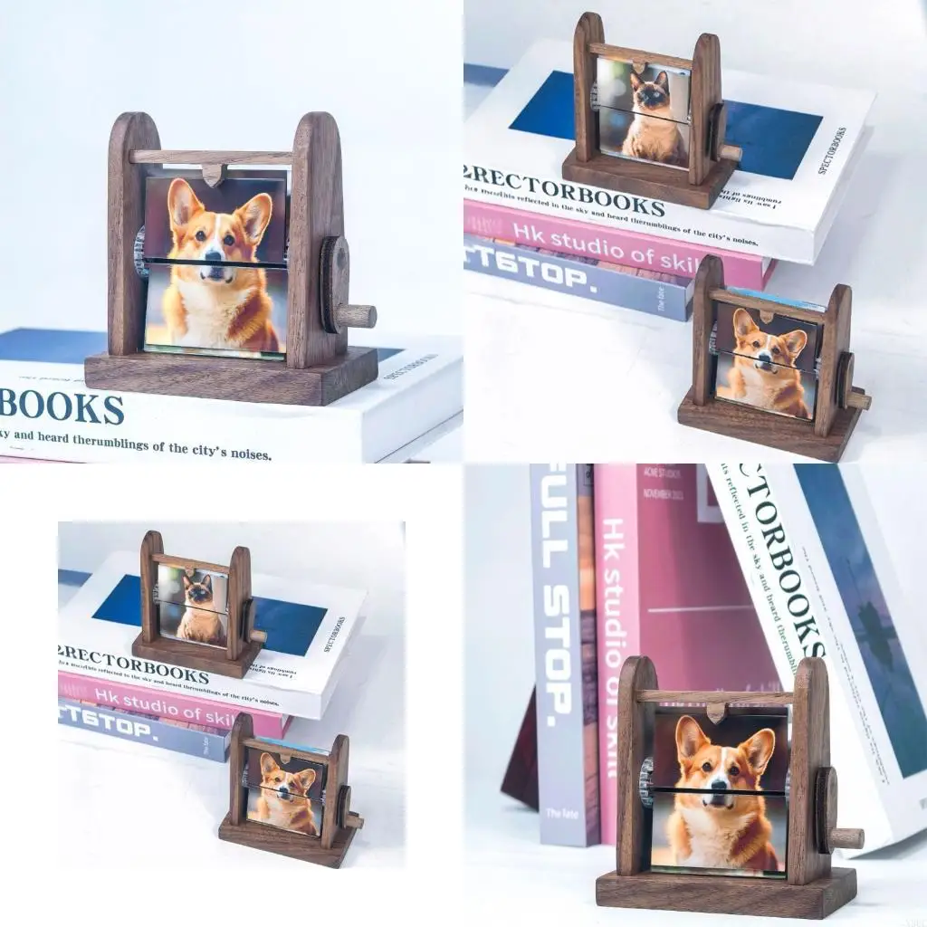 

Customs Picture Flipbook Frame,Wooden Picture Flipbook Mechanical Desktop Photo Frame Grandma Gift for Womens X3UC