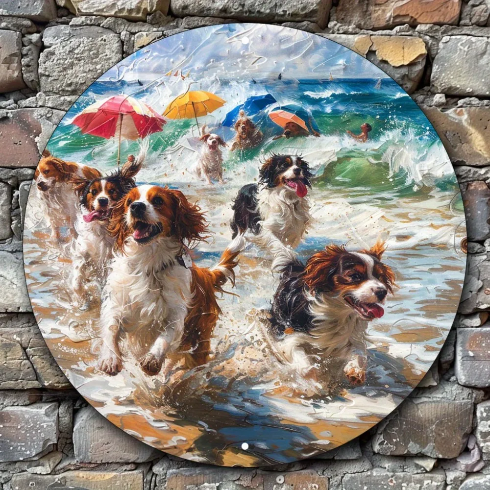 

Charming Spaniels Surfing Aluminum Wall Art, Perfect for Home & Office Decor, Elegant Gift Idea, Decorative Wall Poster