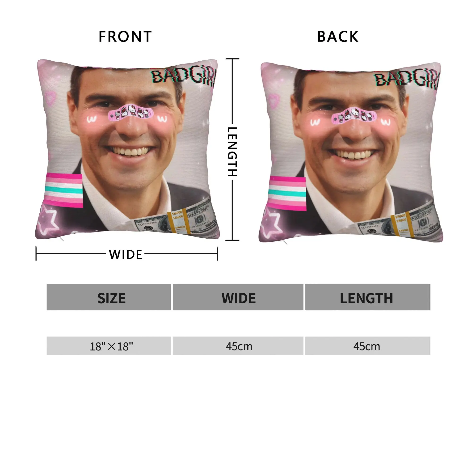 Pillow Case Pedro Sanchez Spain PSOE  Pink Design  Pillow Cover For Living Room Chair Funny Pillowcases